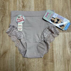 MAIDENFORM SHAPEWEAR LACE BRIEF FIRM SIZE XL NEUTRAL SEAMLESS TUMMY SUPPORT NEW
